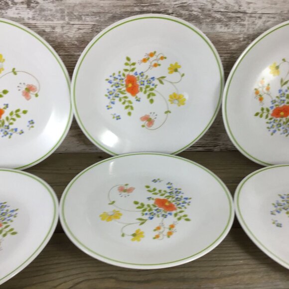 Set Of 7 Corelle Wildflower Luncheon Plates 8.5" Floral Design Vintage Dinnerwar - Picture 4 of 9